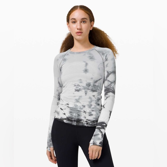 Lululemon Swiftly Tech Long Sleeve 2.0 *MultiDye Shibori Stripe Graphite Grey 6 - Picture 1 of 7